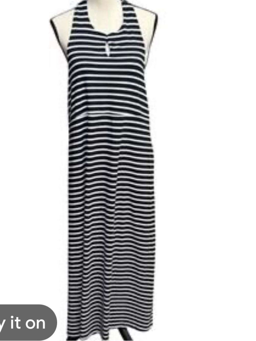 Lands' End Black and White Striped Maxi Dress